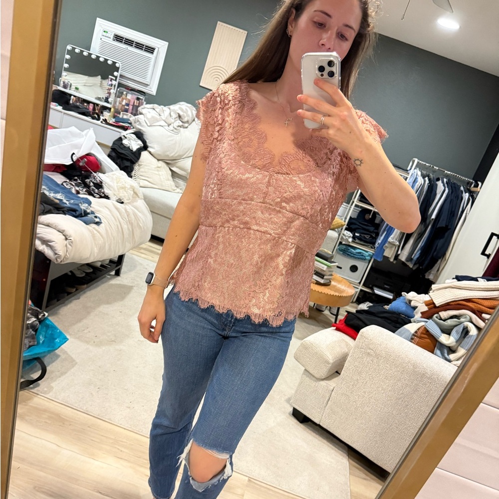 Ann Taylor Lace Top with attached camisole - size 14